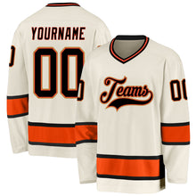 Laden Sie das Bild in den Galerie-Viewer, Custom Cream Black-Orange Hockey Jersey