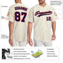 Загрузить изображение в средство просмотра галереи, Custom Cream Navy Pinstripe Navy-Red Authentic Baseball Jersey