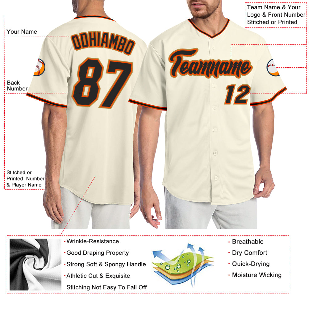 Cheap Custom Cream Black-Orange Authentic Baseball Jersey Free Shipping –  CustomJerseysPro