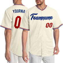 Load image into Gallery viewer, Custom Cream Red-Royal Authentic Baseball Jersey