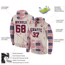 Laden Sie das Bild in den Galerie-Viewer, Custom Stitched Cream Crimson-Navy 3D American Flag Fashion Sports Pullover Sweatshirt Hoodie