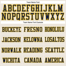 Charger l'image dans la galerie, Custom Cream Navy-Gold Stitched Cuffed Knit Hat