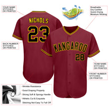 Load image into Gallery viewer, Custom Crimson Black-Gold Authentic Baseball Jersey
