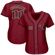 Load image into Gallery viewer, Custom Crimson Black-City Cream Authentic Baseball Jersey