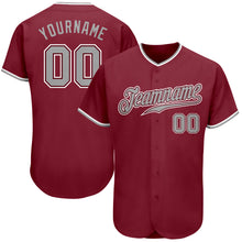 Load image into Gallery viewer, Custom Crimson Gray-White Authentic Baseball Jersey