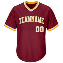 Загрузить изображение в средство просмотра галереи, Custom Crimson White-Gold Authentic Throwback Rib-Knit Baseball Jersey Shirt