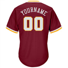 Загрузить изображение в средство просмотра галереи, Custom Crimson White-Gold Authentic Throwback Rib-Knit Baseball Jersey Shirt