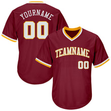 Загрузить изображение в средство просмотра галереи, Custom Crimson White-Gold Authentic Throwback Rib-Knit Baseball Jersey Shirt