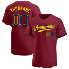 Load image into Gallery viewer, Custom Crimson Navy-Gold Authentic Baseball Jersey