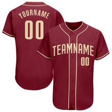 Load image into Gallery viewer, Custom Crimson Cream Authentic Baseball Jersey