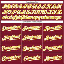 Load image into Gallery viewer, Custom Crimson Cream Pinstripe Gold-White Authentic Baseball Jersey