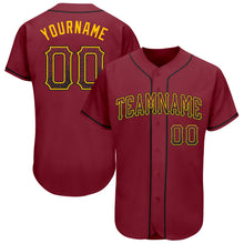 Load image into Gallery viewer, Custom Crimson Black-Gold Authentic Drift Fashion Baseball Jersey