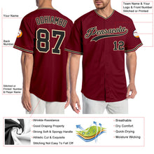 Load image into Gallery viewer, Custom Crimson Black-City Cream Authentic Baseball Jersey