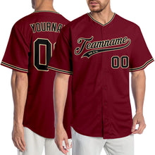 Load image into Gallery viewer, Custom Crimson Black-City Cream Authentic Baseball Jersey