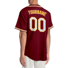 Laden Sie das Bild in den Galerie-Viewer, Custom Crimson White-Gold Authentic Baseball Jersey