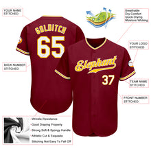 Laden Sie das Bild in den Galerie-Viewer, Custom Crimson White-Gold Authentic Baseball Jersey