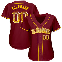 Load image into Gallery viewer, Custom Crimson Gold-White Authentic Drift Fashion Baseball Jersey