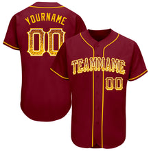 Load image into Gallery viewer, Custom Crimson Gold-White Authentic Drift Fashion Baseball Jersey

