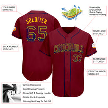 Load image into Gallery viewer, Custom Crimson Navy-Gold Authentic Drift Fashion Baseball Jersey