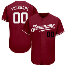 Load image into Gallery viewer, Custom Crimson White-Black Authentic Baseball Jersey