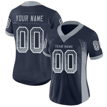 Custom Navy Light Gray-White Drift Fashion Football Jersey