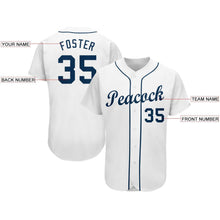 Laden Sie das Bild in den Galerie-Viewer, Custom White Navy Baseball Jersey