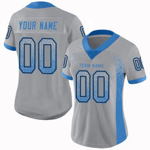 Load image into Gallery viewer, Custom Light Gray Powder Blue-Black Drift Fashion Football Jersey