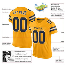 Загрузить изображение в средство просмотра галереи, Custom Gold Navy-White Mesh Authentic Football Jersey