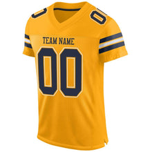 Загрузить изображение в средство просмотра галереи, Custom Gold Navy-White Mesh Authentic Football Jersey