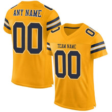 Загрузить изображение в средство просмотра галереи, Custom Gold Navy-White Mesh Authentic Football Jersey