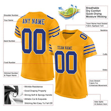 Laden Sie das Bild in den Galerie-Viewer, Custom Gold Royal-White Mesh Authentic Football Jersey