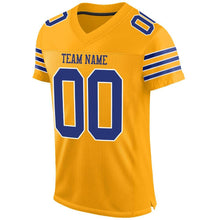 Laden Sie das Bild in den Galerie-Viewer, Custom Gold Royal-White Mesh Authentic Football Jersey