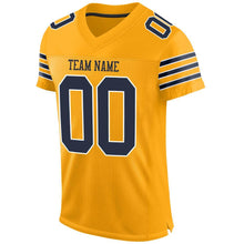 Загрузить изображение в средство просмотра галереи, Custom Gold Navy-White Mesh Authentic Football Jersey