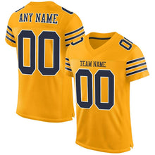Загрузить изображение в средство просмотра галереи, Custom Gold Navy-White Mesh Authentic Football Jersey