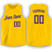 Load image into Gallery viewer, Custom Gold Purple Round Neck Basketball Jersey