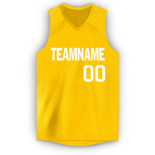 Load image into Gallery viewer, Custom Gold White V-Neck Basketball Jersey