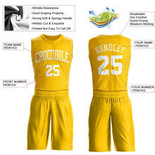 Load image into Gallery viewer, Custom Gold White Round Neck Suit Basketball Jersey