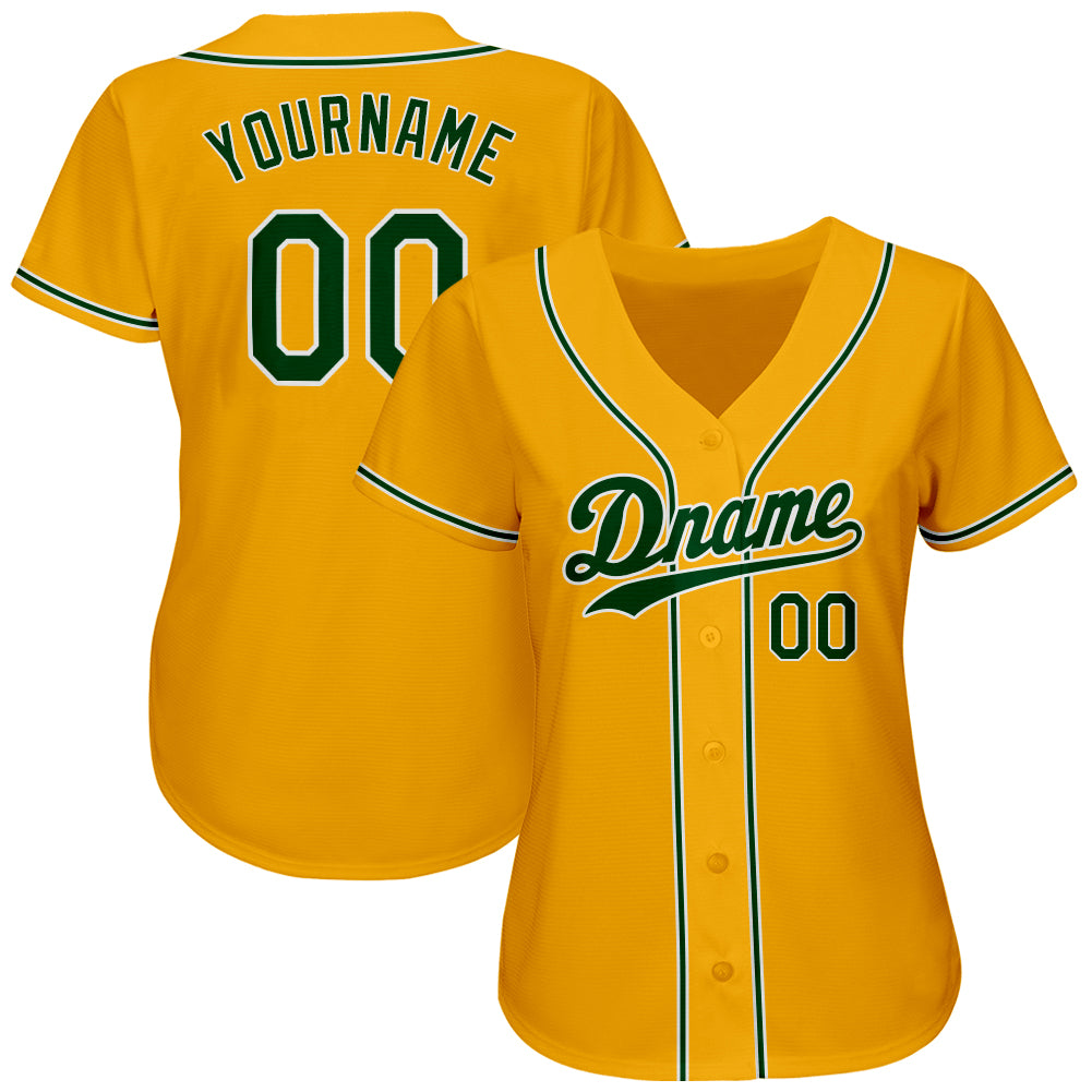 Sale Build White Baseball Authentic Gold Jersey Green – CustomJerseysPro