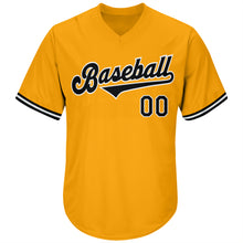 Загрузить изображение в средство просмотра галереи, Custom Gold Black-White Authentic Throwback Rib-Knit Baseball Jersey Shirt