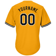 Загрузить изображение в средство просмотра галереи, Custom Gold Black-White Authentic Throwback Rib-Knit Baseball Jersey Shirt
