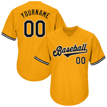 Загрузить изображение в средство просмотра галереи, Custom Gold Black-White Authentic Throwback Rib-Knit Baseball Jersey Shirt