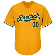 Загрузить изображение в средство просмотра галереи, Custom Gold Green-White Authentic Throwback Rib-Knit Baseball Jersey Shirt