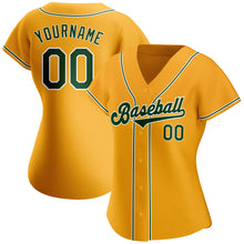 Load image into Gallery viewer, Custom Gold Green-White Authentic Baseball Jersey