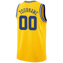 Load image into Gallery viewer, Custom Gold Royal-White Round Neck Rib-Knit Basketball Jersey