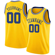 Load image into Gallery viewer, Custom Gold Royal-White Round Neck Rib-Knit Basketball Jersey