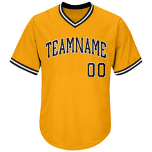 Загрузить изображение в средство просмотра галереи, Custom Gold Black-White Authentic Throwback Rib-Knit Baseball Jersey Shirt