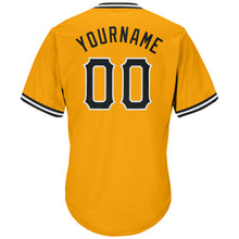 Загрузить изображение в средство просмотра галереи, Custom Gold Black-White Authentic Throwback Rib-Knit Baseball Jersey Shirt