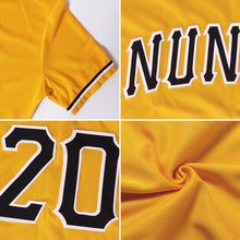 Загрузить изображение в средство просмотра галереи, Custom Gold Black-White Authentic Throwback Rib-Knit Baseball Jersey Shirt
