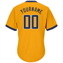 Загрузить изображение в средство просмотра галереи, Custom Gold Navy-White Authentic Throwback Rib-Knit Baseball Jersey Shirt