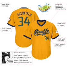 Загрузить изображение в средство просмотра галереи, Custom Gold Hunter Green-Navy Authentic Throwback Rib-Knit Baseball Jersey Shirt